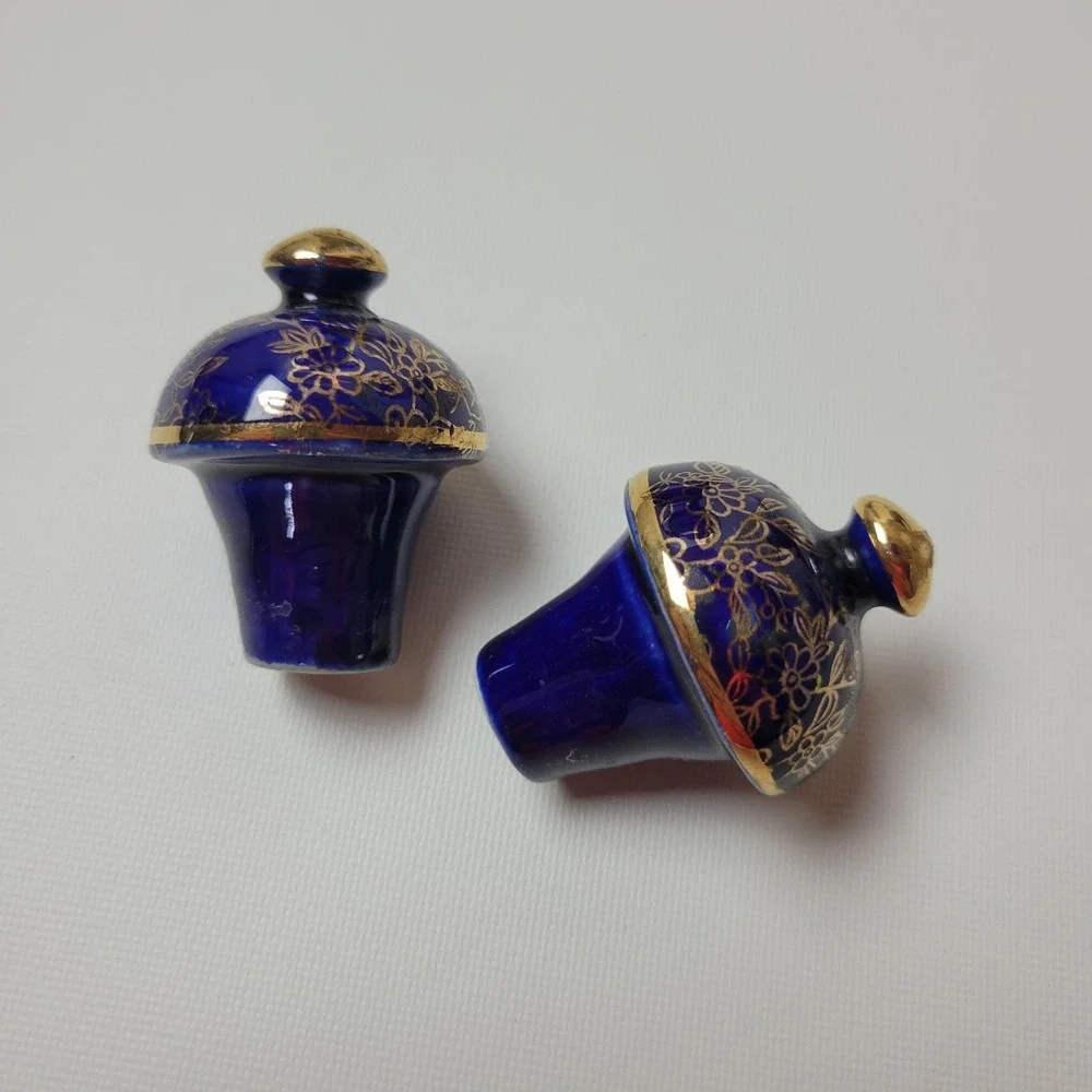 Empire Porcelain Cobalt Gold Gilded Urn Centerpiece 3pc Garniture Set England